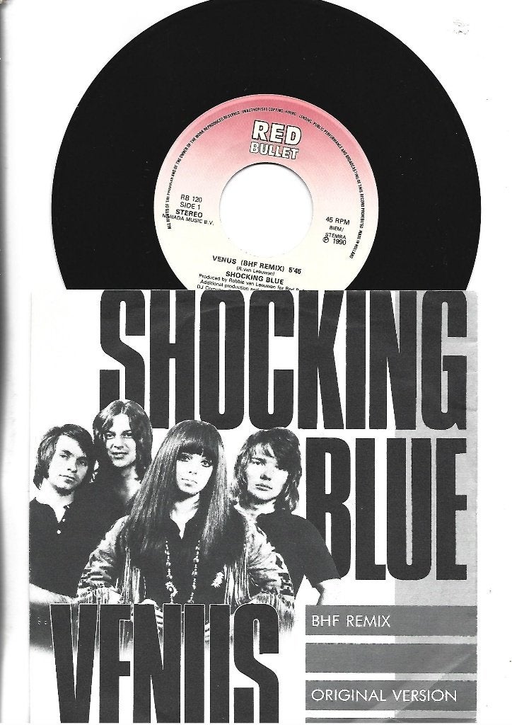 SHOCKING BLUE SINGLE 7" VENUS BHF REMIX 1990, Fotohoes, 7 inch, Ophalen of Verzenden, Zo goed als nieuw