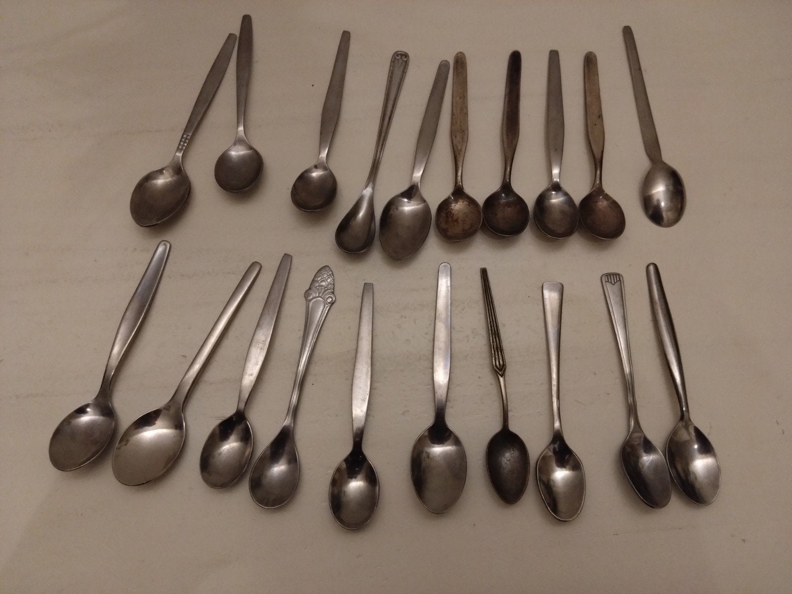 Vintage theelepeltjes en koffielepeltjes - diverse sets, Antiek en Kunst, Ophalen of Verzenden