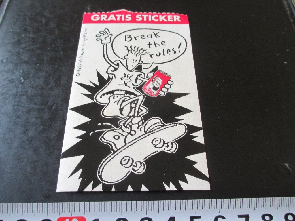 sticker 7-up frisdrank cherry strip FIDO DIDO skateboard, Ophalen, Zo goed als nieuw