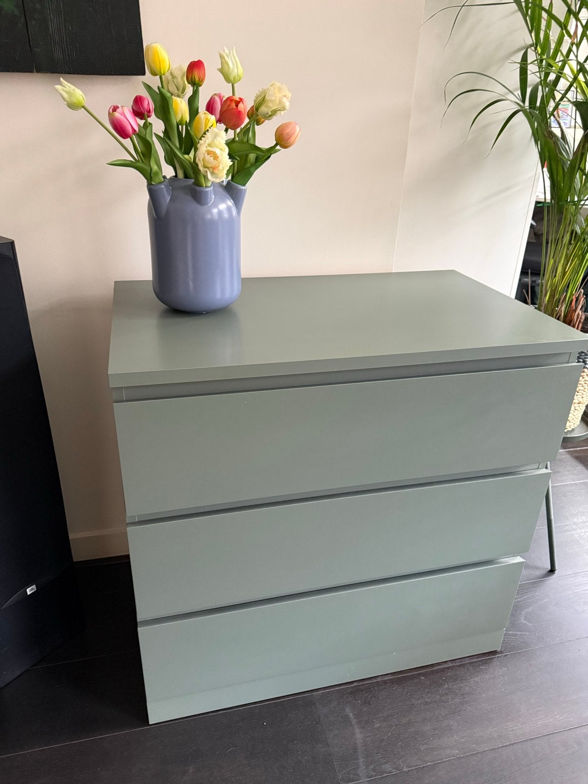 Nieuw Ikea ladekast met 3 lades - 80x78x49 cm grijsgroen, Ophalen, Gebruikt, Scandinavisch, 50 tot 100 cm