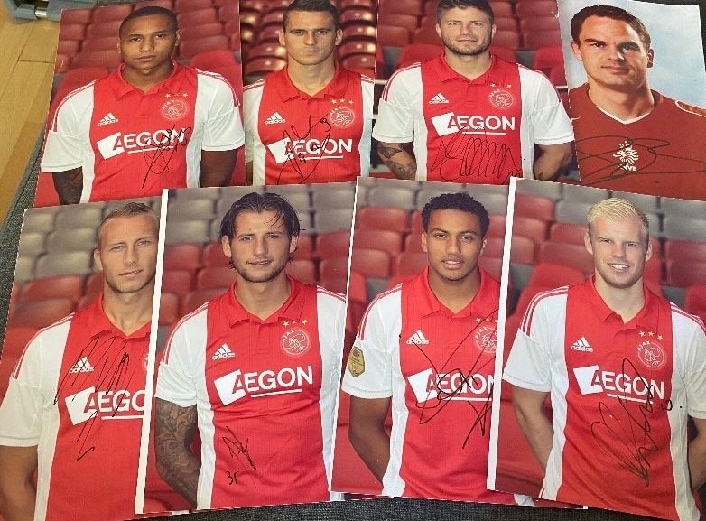 Gesigneerde Ajax Spelersfotos  - Diverse Spelers, Ophalen of Verzenden, Gebruikt, Ajax, Spelerskaart