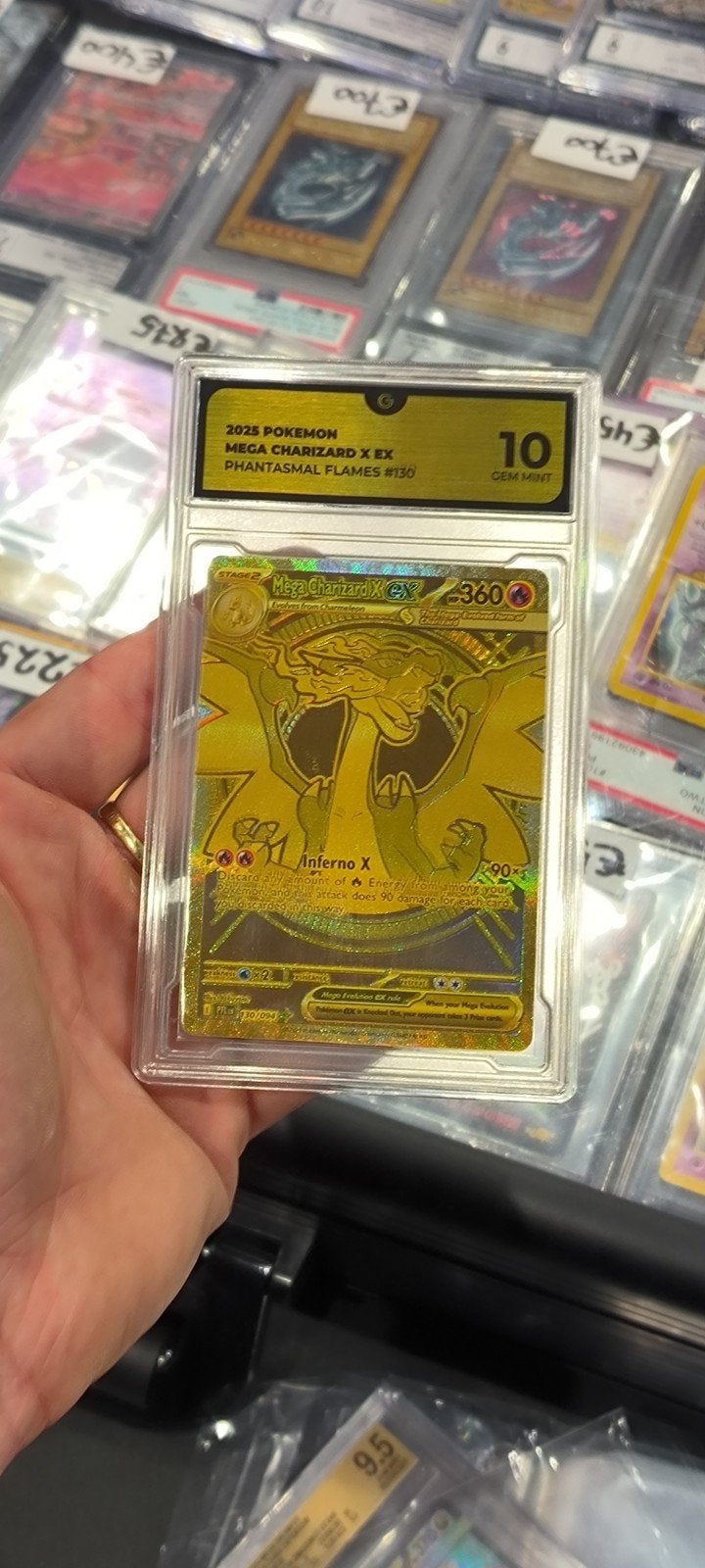 Mega Charizard X EX Phantasmal Flames #130 Graded 10, Ophalen of Verzenden, Zo goed als nieuw, Losse kaart, Foil