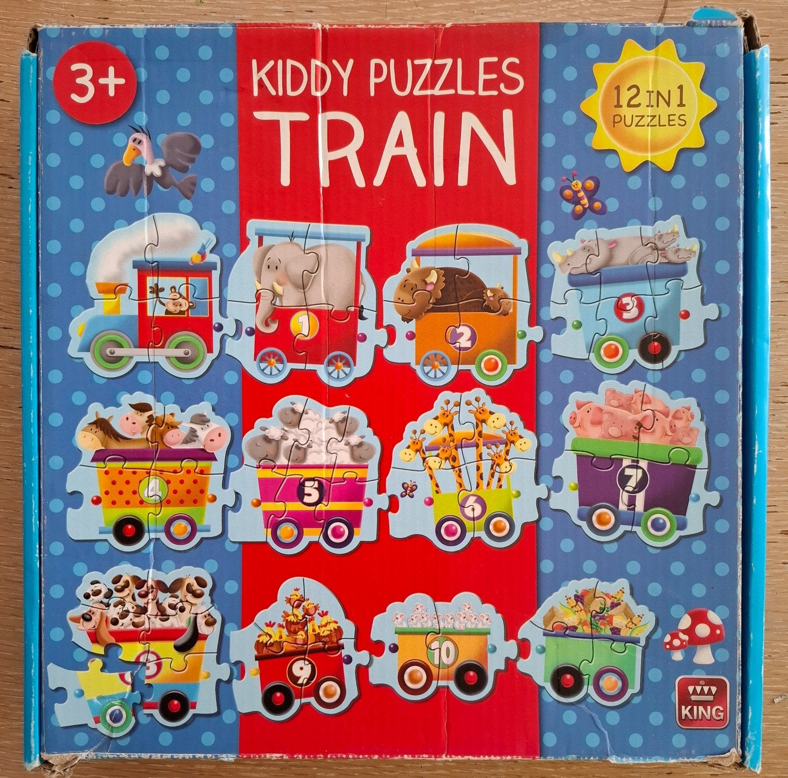 Kiddy Puzzles Trein 12-in-1 Dieren Puzzel, Ophalen of Verzenden, 10 tot 50 stukjes, Gebruikt, 2 tot 4 jaar