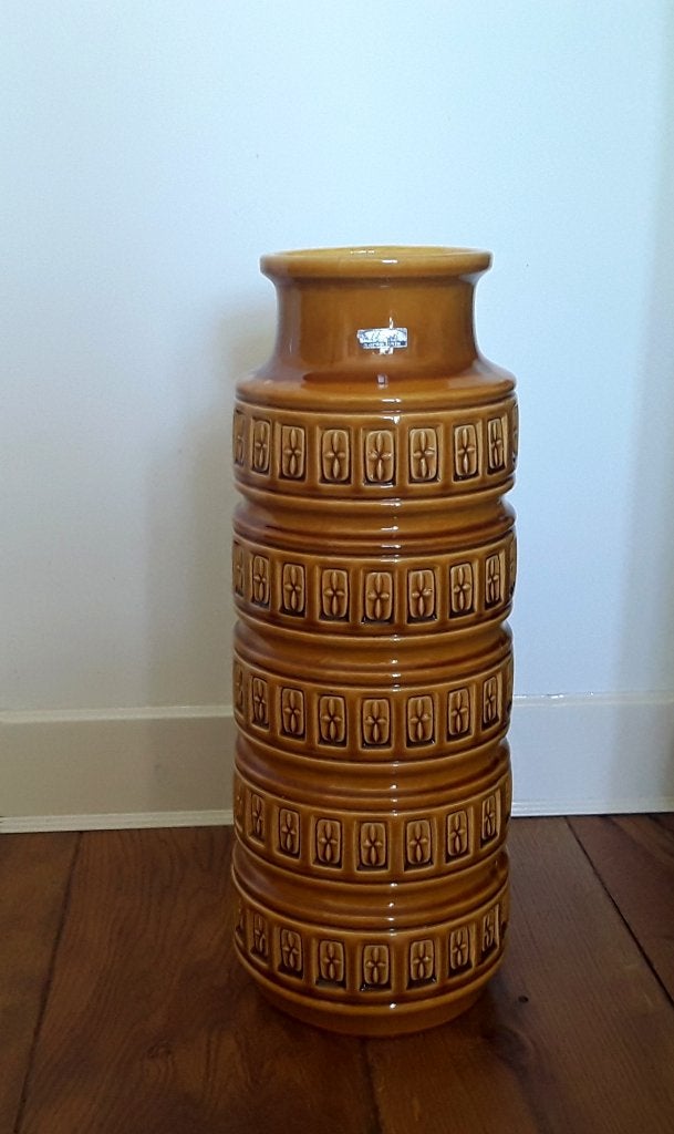Vintage vloervaas - vaas - Scheurich Inca - geel (268-51), Ophalen, 51 cm, Gebruikt, Geel