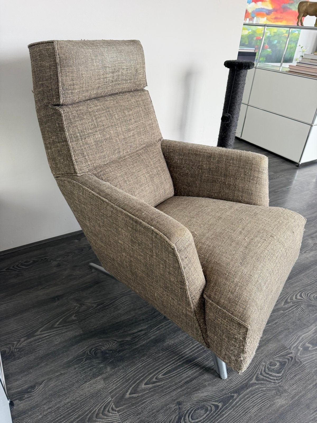 fauteuil Design on stock. Solo fauteuil herstoffering, Huis en Inrichting, Fauteuils, Ophalen, Gebruikt, Stof, 75 tot 100 cm