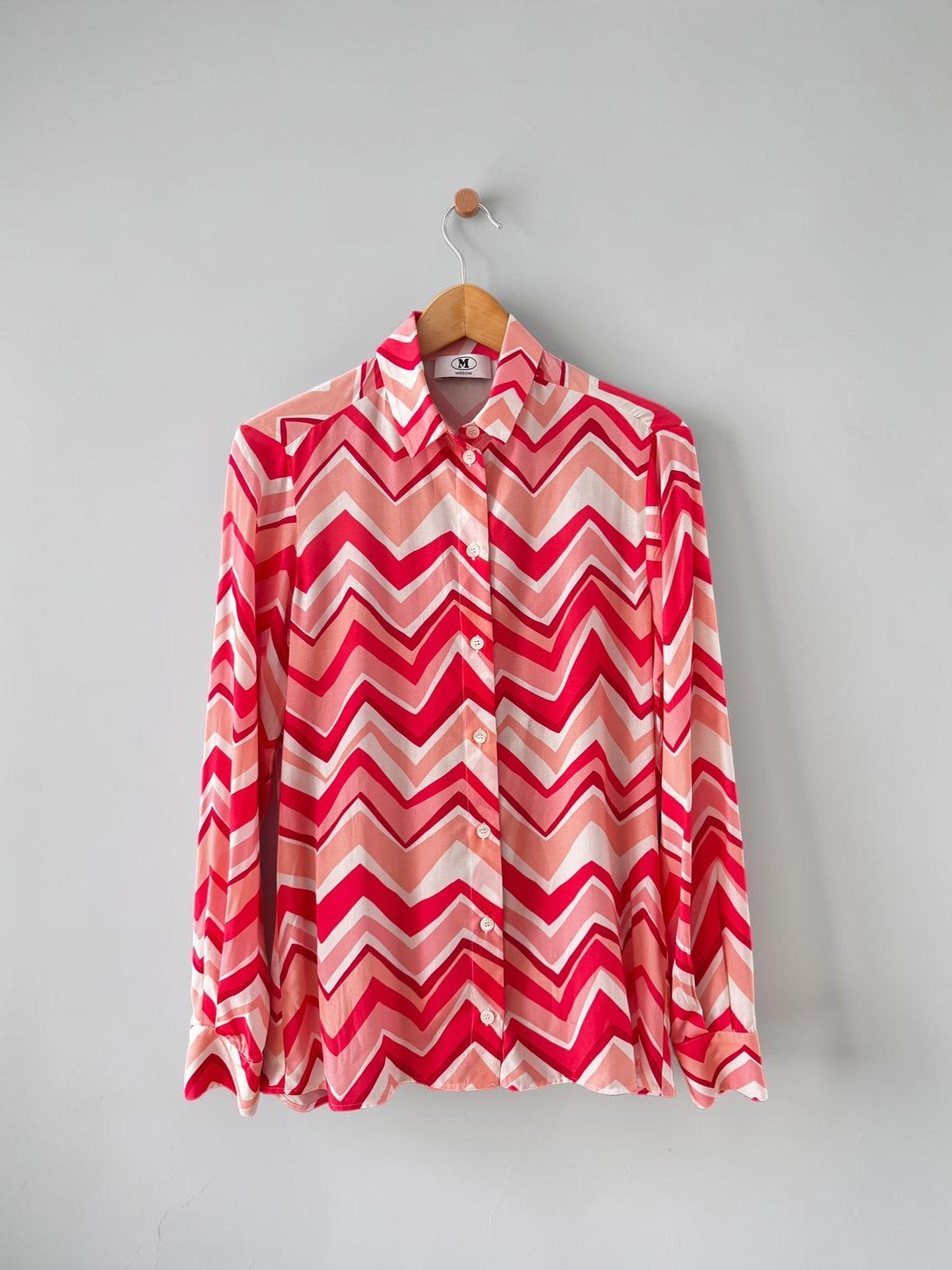Missoni blouse zigzag roze fuchsia roze lichtroze wit S 36, Ophalen of Verzenden, Nieuw, Maat 36 (S), Roze
