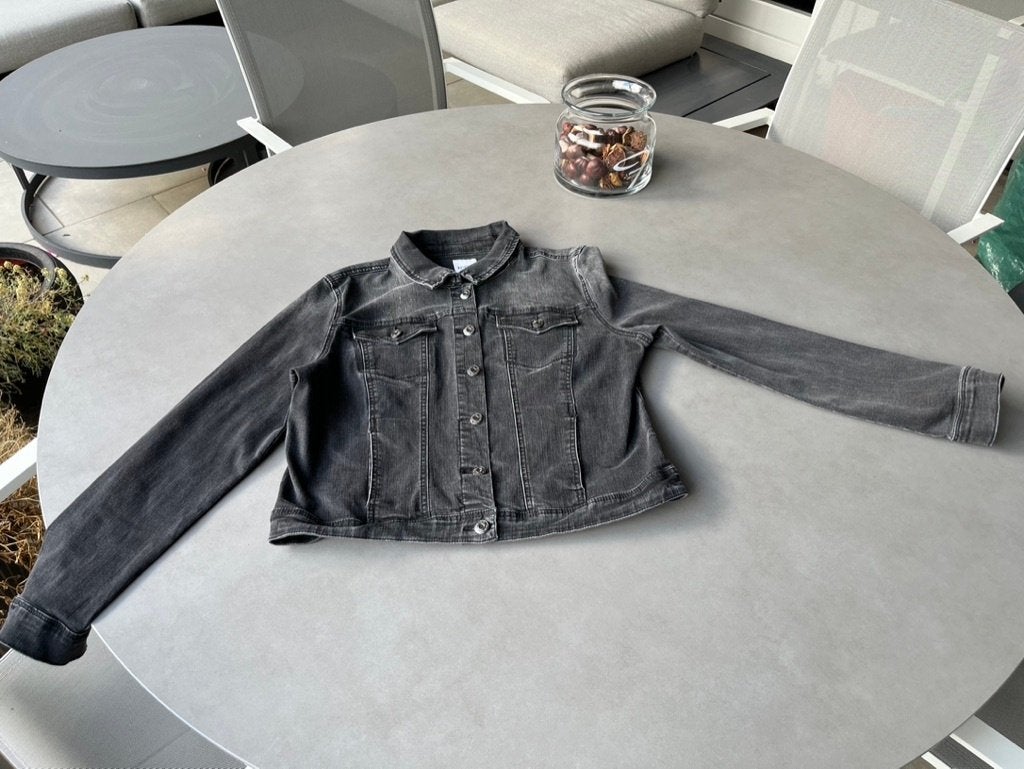 Zwart Kensie Jeans spijkerjasje, maat L, Verzenden, Zwart, Maat 42/44 (L), Zo goed als nieuw