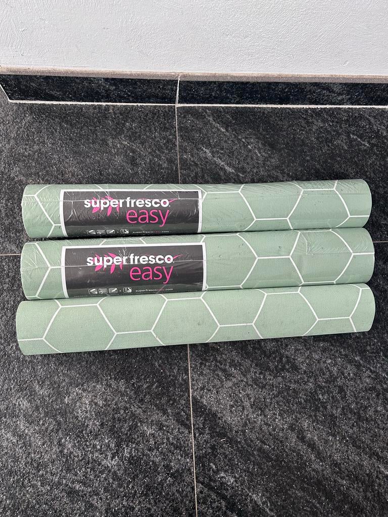 Superfresco Easy Vliesbehang Honingraat Groen 101811, Ophalen of Verzenden, Minder dan 10 m², Groen