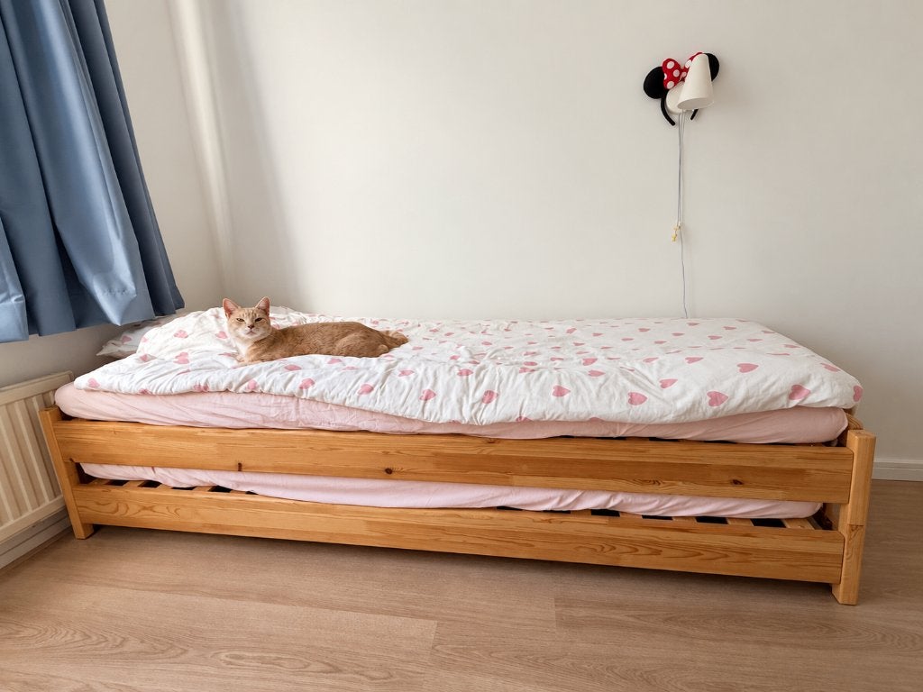 UTÅKER Stapelbaar bed, grenen, 80x200 cm, Ophalen, Gebruikt, Eenpersoons, Bruin
