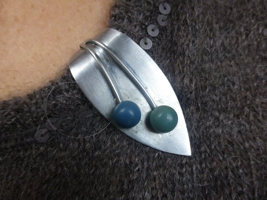 JAKOB BENGEL Art Deco Dress-Clip Chroom en Galalith, Verzenden, Zilver, Ring