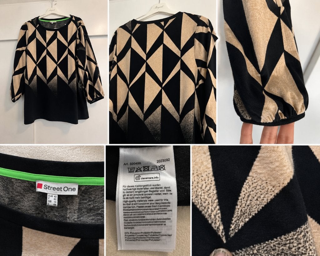 Street One zwart/beige trui met grafische print, maat 40, Kleding | Dames, Maat 38/40 (M), Zwart, Street One, Ophalen of Verzenden