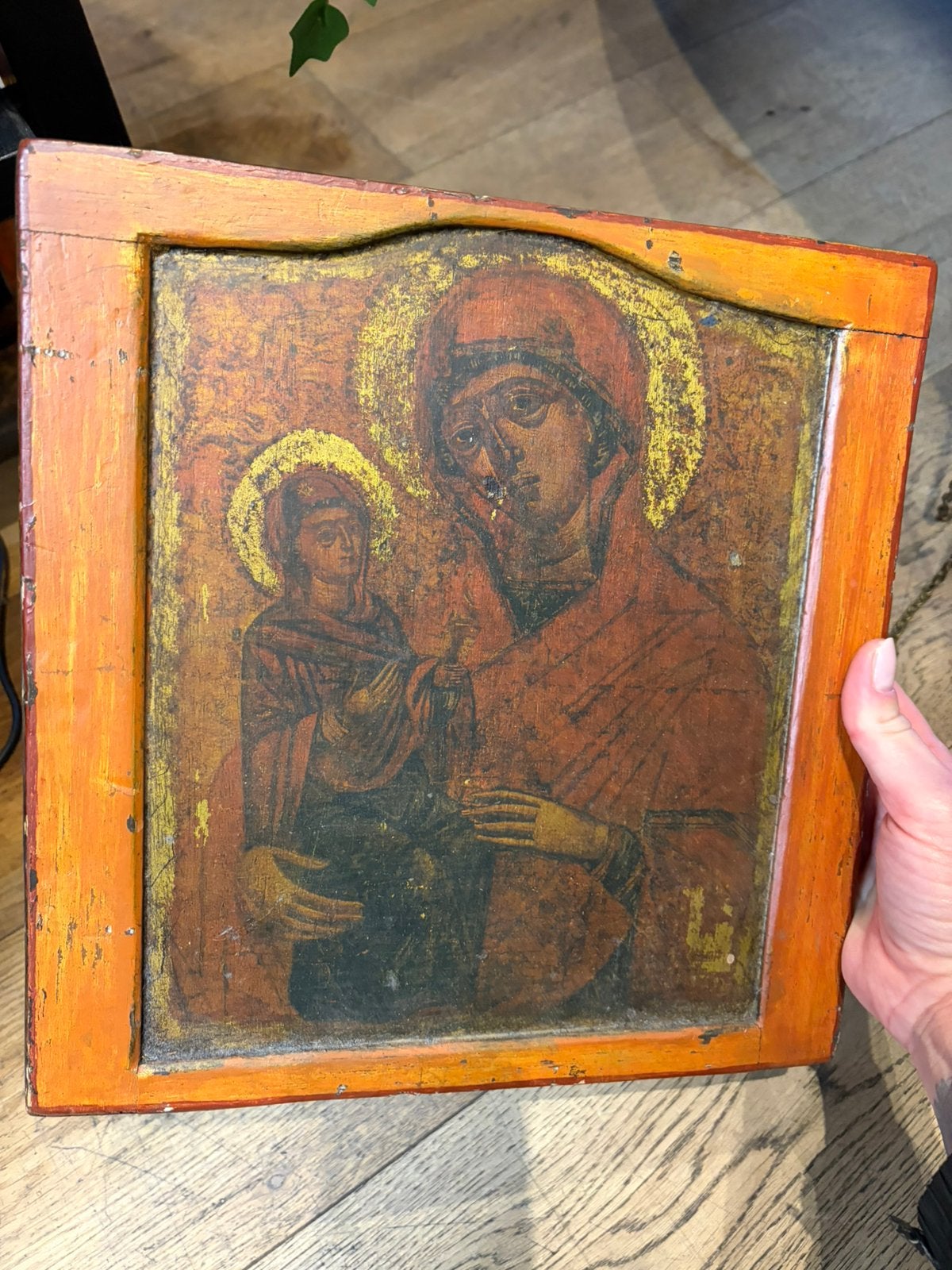 Oude religieuze icoon – Maria   hout, Ophalen of Verzenden