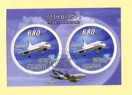 Vliegtuigen - DPR Korea 2008 - Gestempeld, Verzenden, Gestempeld, Vliegtuigen