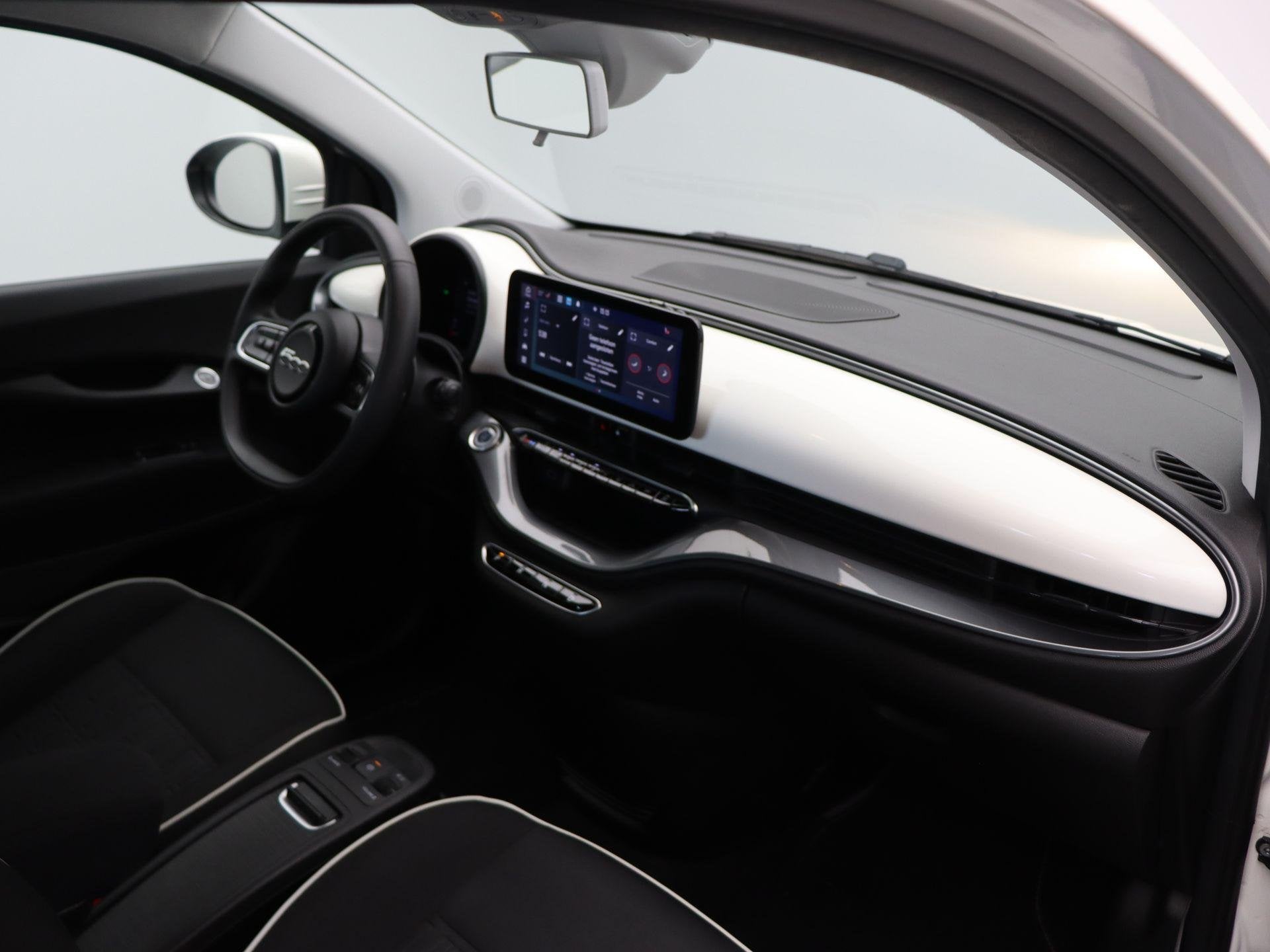 Fiat 500e Icon | 320km WLTP | 85KWh Snelladen | Cruise contr, Auto's, Fiat, Dealer onderhouden, Stof, 118 pk, Stoelverwarming