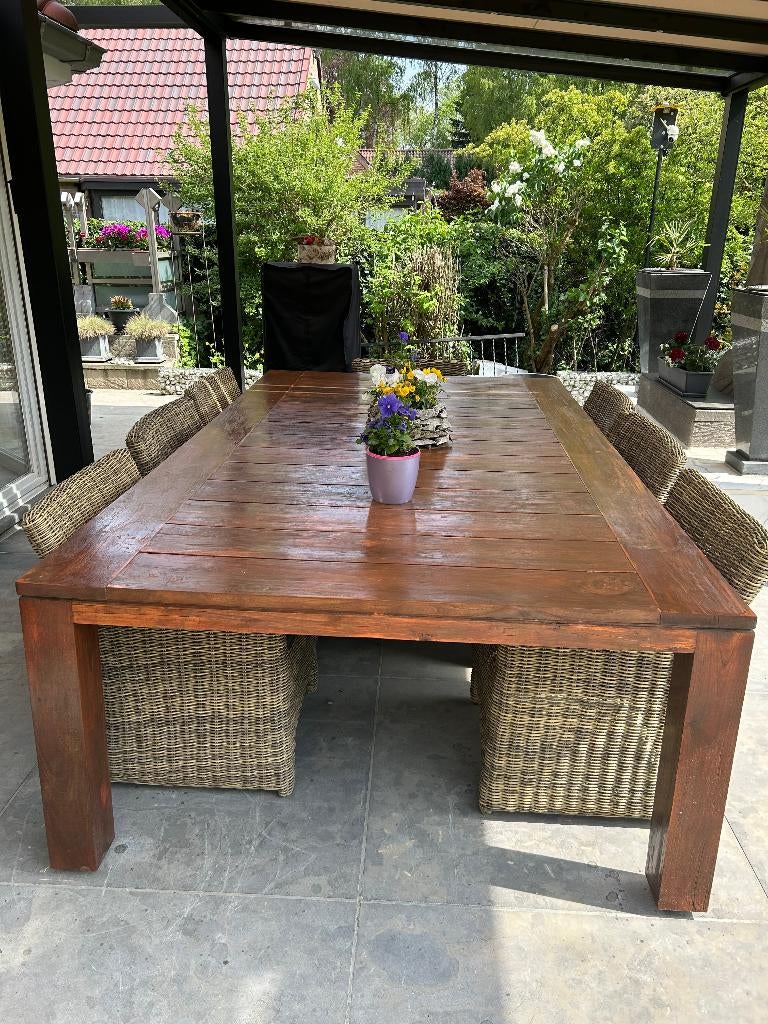 Prachtige tuintafel teak Bristol, Ophalen, Zo goed als nieuw, Rechthoekig, Teakhout