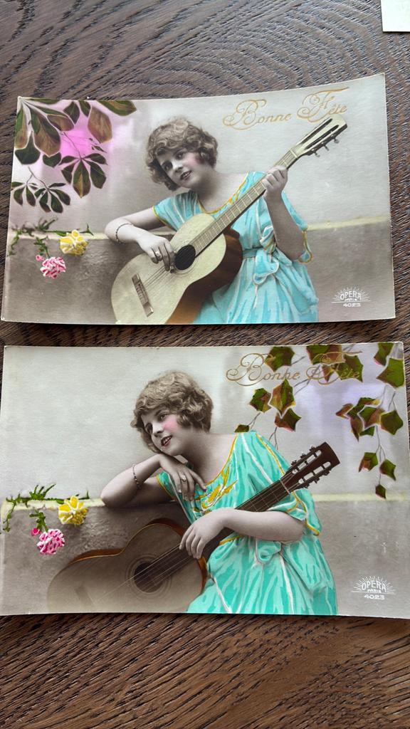 Vrouw. Gitaarspel., Verzamelen, Ansichtkaarten | Themakaarten, Ophalen of Verzenden, Voor 1920, Ongelopen, Overige thema's