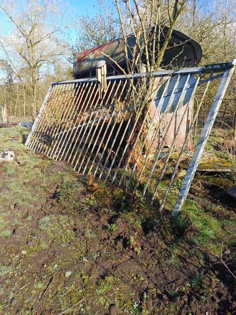 Zwaar stalen spijlenhek - ca. 5 meter, Ophalen, IJzer