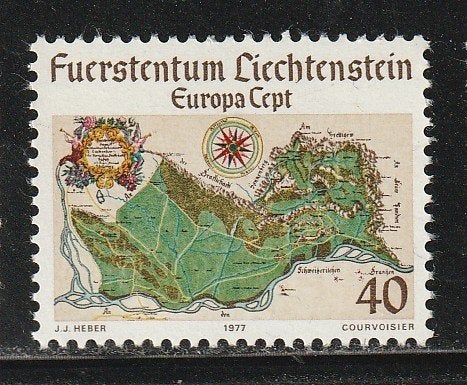 Verenigd Europa 1977 - Liechtenstein - Landkaart - Vaduz, Ophalen, Postfris, Overige thema's
