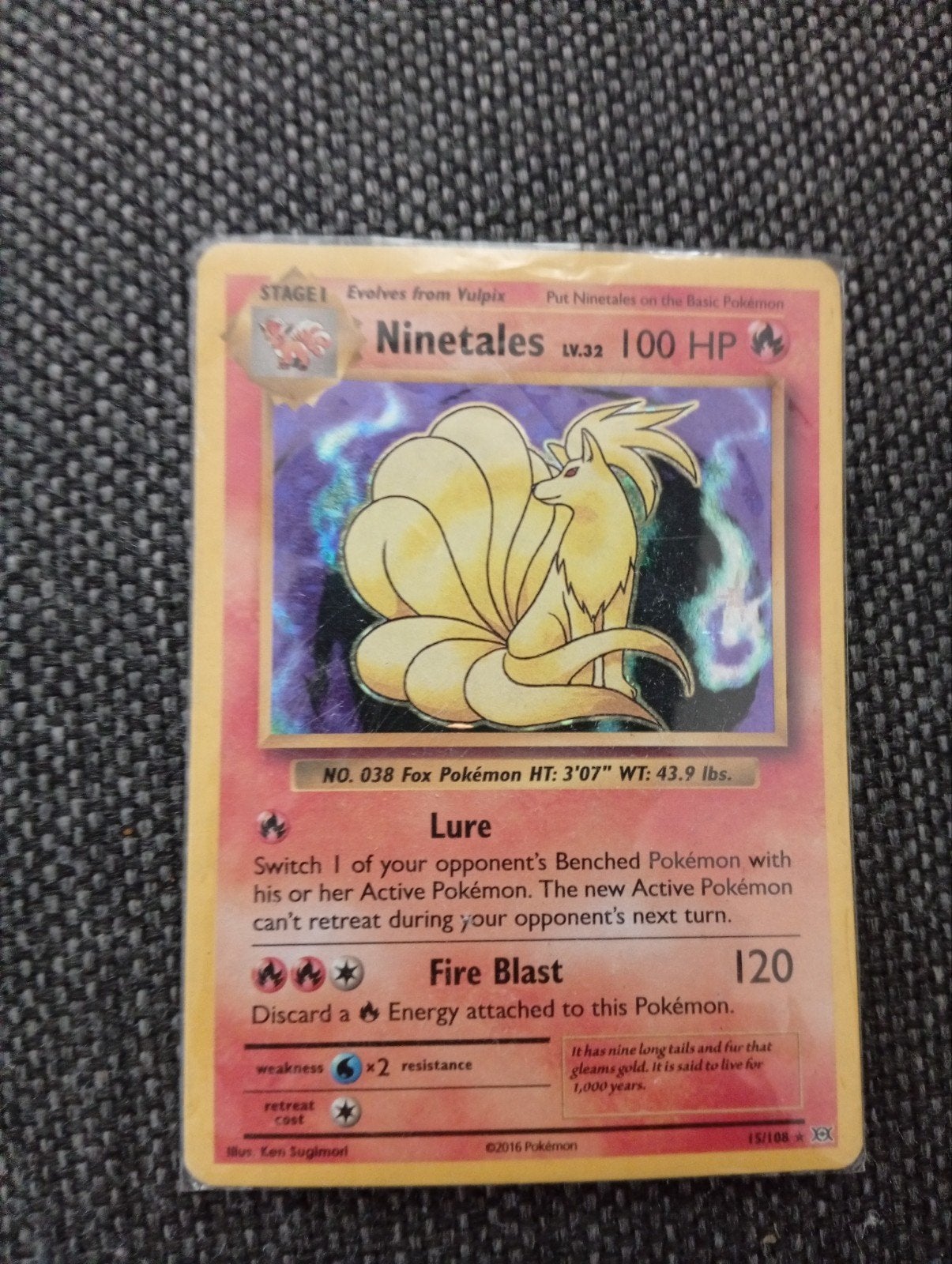 Ninetales Pokemon kaart, Ophalen of Verzenden, Gebruikt, Losse kaart, Foil