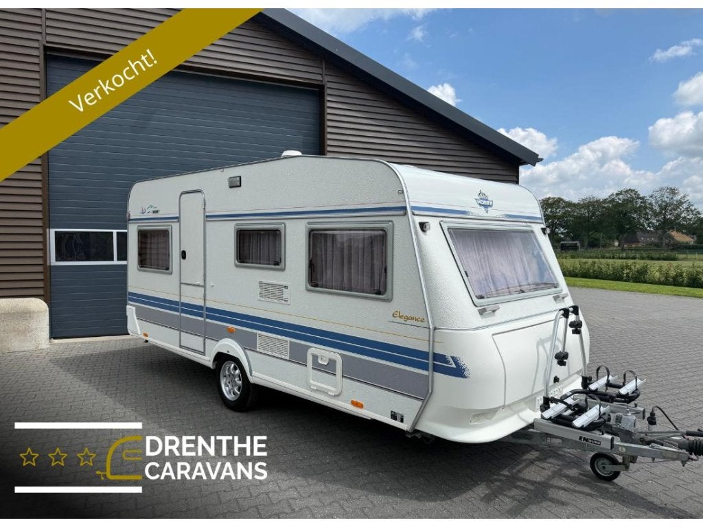 Hobby Elegance 470 | voortent+fietsendrager+BOVAG, Rondzit, Hobby, Bedrijf, 4 tot 5 meter
