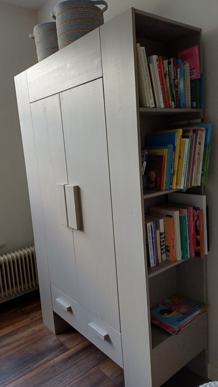 Prachtige robuuste WOOOD wandkast met open zijvakken - taupe, Ophalen, 50 tot 70 cm, 105 cm of meer, 100 cm of meer