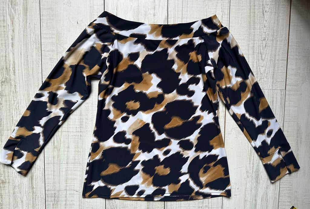 Nieuwe top longsleeve Studio Anneloes Dolly mt S. Animal, Beige, Nieuw, Ophalen of Verzenden, Lange mouw