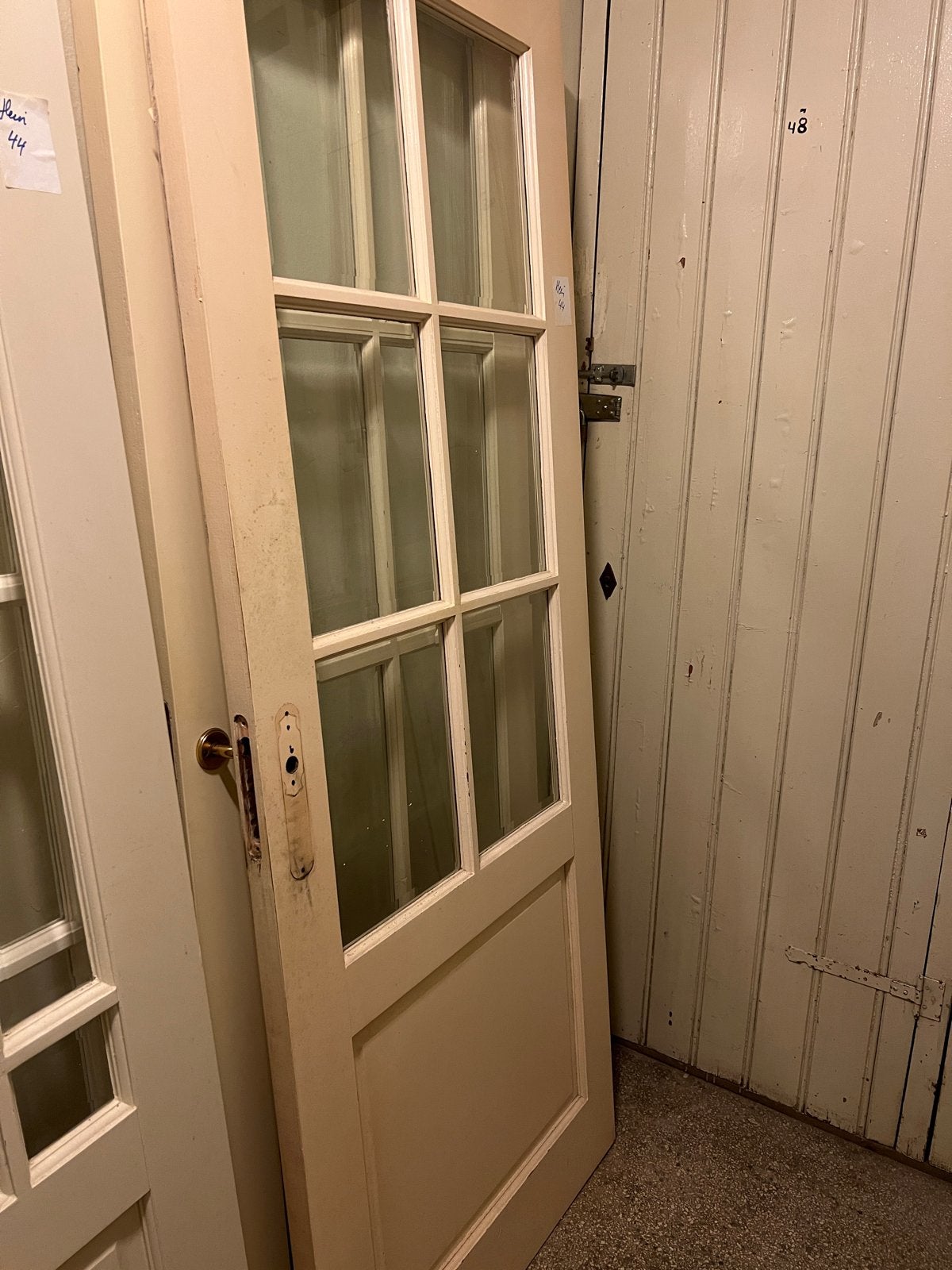 Twee stompe linksdraaiende deuren met glazen vensters, Ophalen, Gebruikt, 80 tot 100 cm, Binnendeur