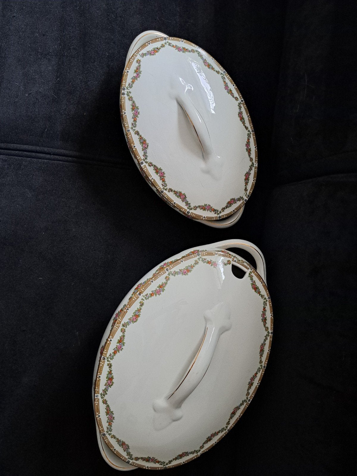 Set van 2 antieke porseleinen terrines met deksel, Ophalen