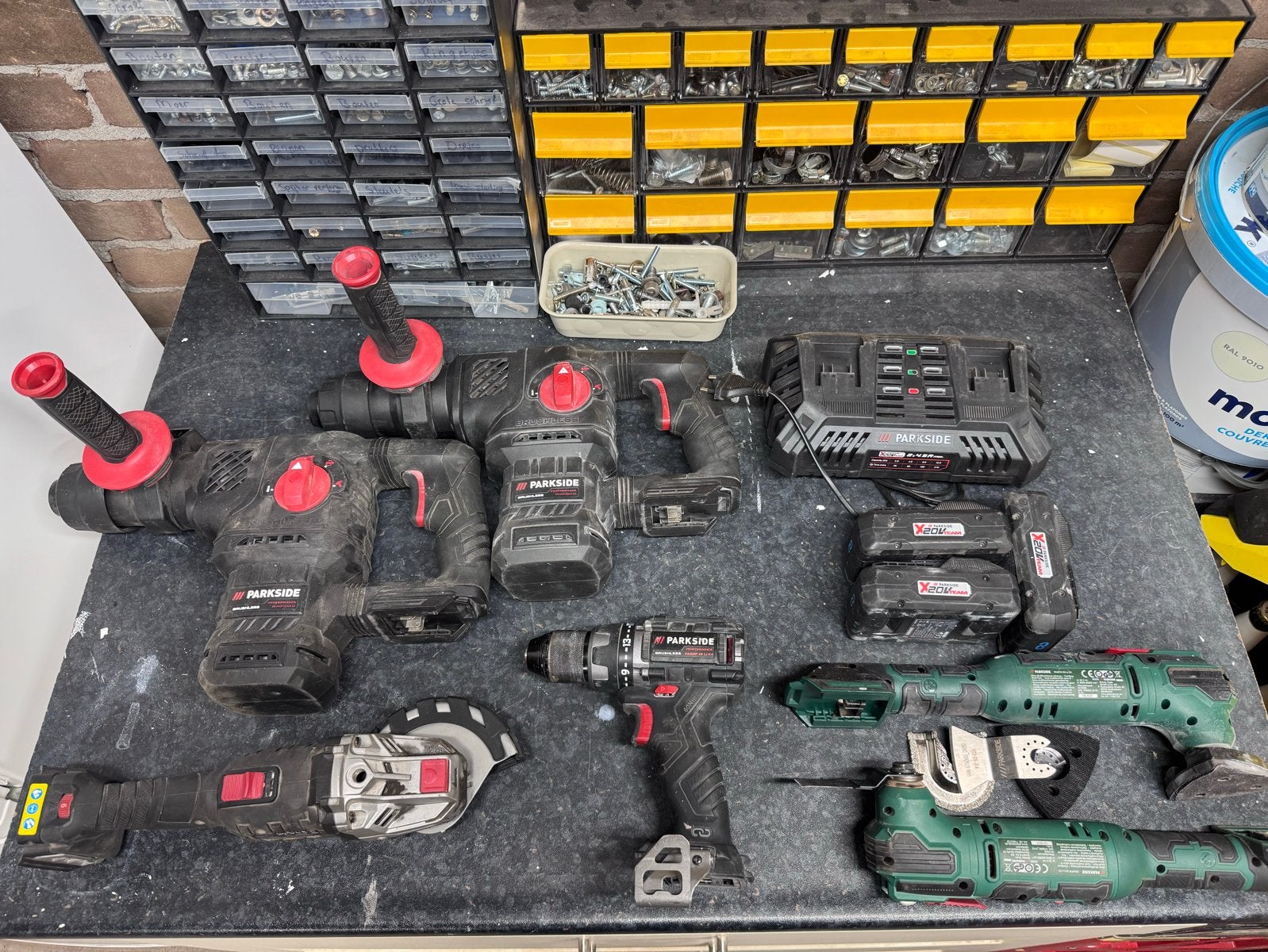 Parkside Gereedschap Set: Boormachine, slijptol, boorhamer, Ophalen, Overige typen, Klopboormechanisme, Gebruikt