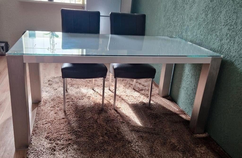 Eettafel MDF hoogglans wit te koop, Huis en Inrichting, Ophalen, Gebruikt, Rechthoekig, 50 tot 100 cm
