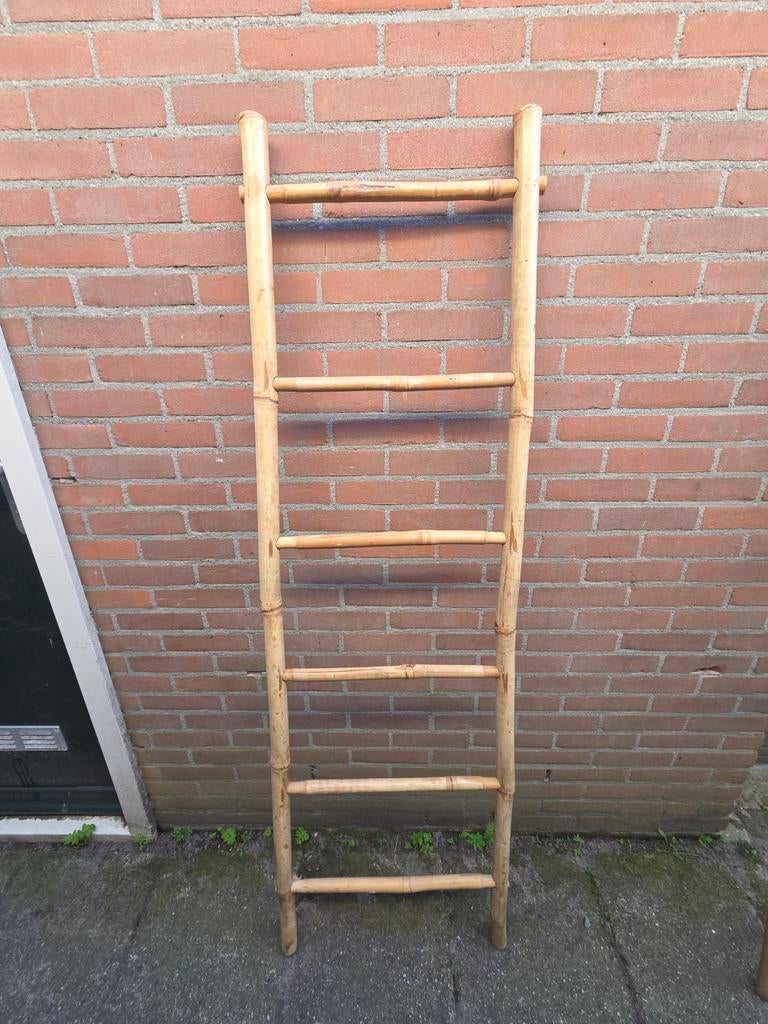 Bamboe handdoekenladder 170x55/45 cm, Ophalen of Verzenden, Gebruikt, Beige, Handdoekenrek