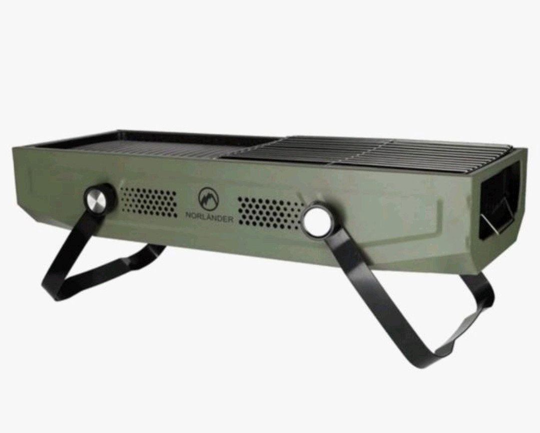 🍱NORLANDER OUTDOOR BBQ MET GRILLPLAAT OP BRIKETTEN OF KOLEN, Ophalen of Verzenden, Nieuw, Norlander
