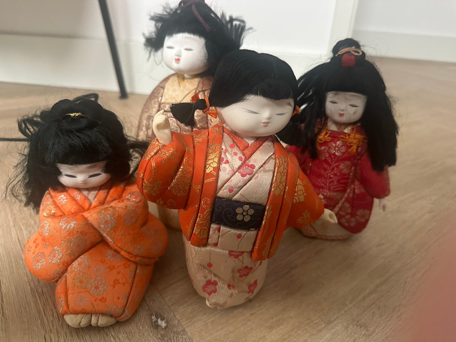 Set van 4 Japanse Geisha Poppen - Vintage Decoratie, Ophalen of Verzenden, Zo goed als nieuw, Pop