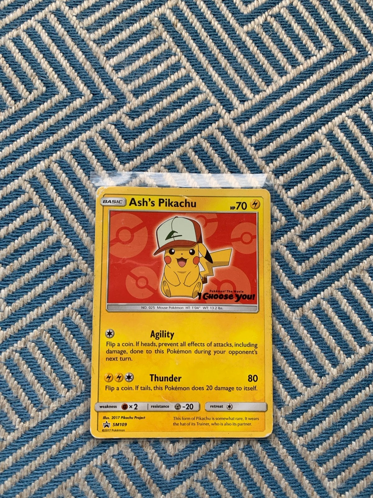 Pokémon Kaart: Ash's Pikachu SM109 - The Movie I Choose You!, Ophalen of Verzenden, Gebruikt, Losse kaart