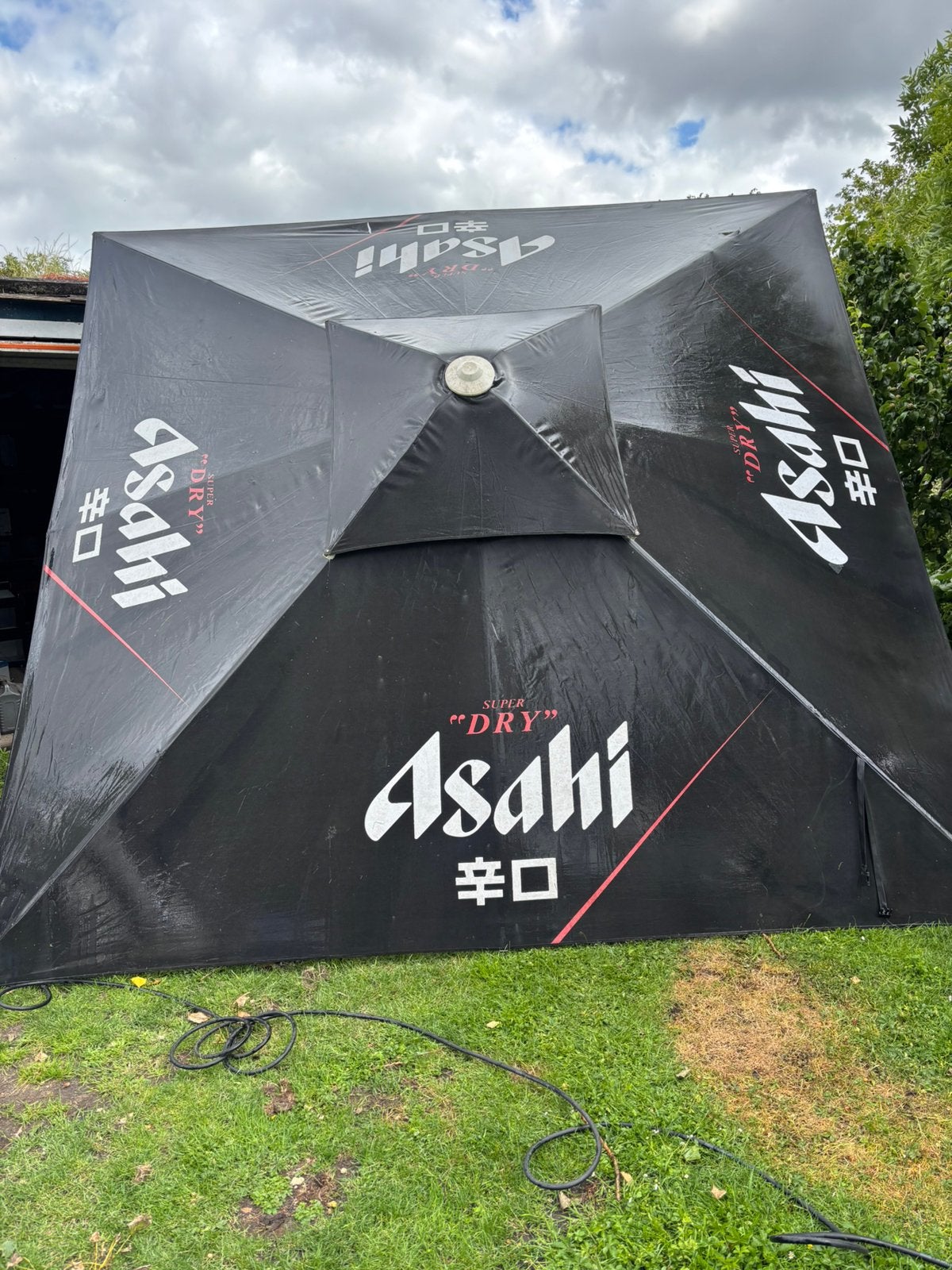 Grote horeca parasol 3,5 x 3,5, Ophalen, Gebruikt, 3 tot 4 meter, Stokparasol