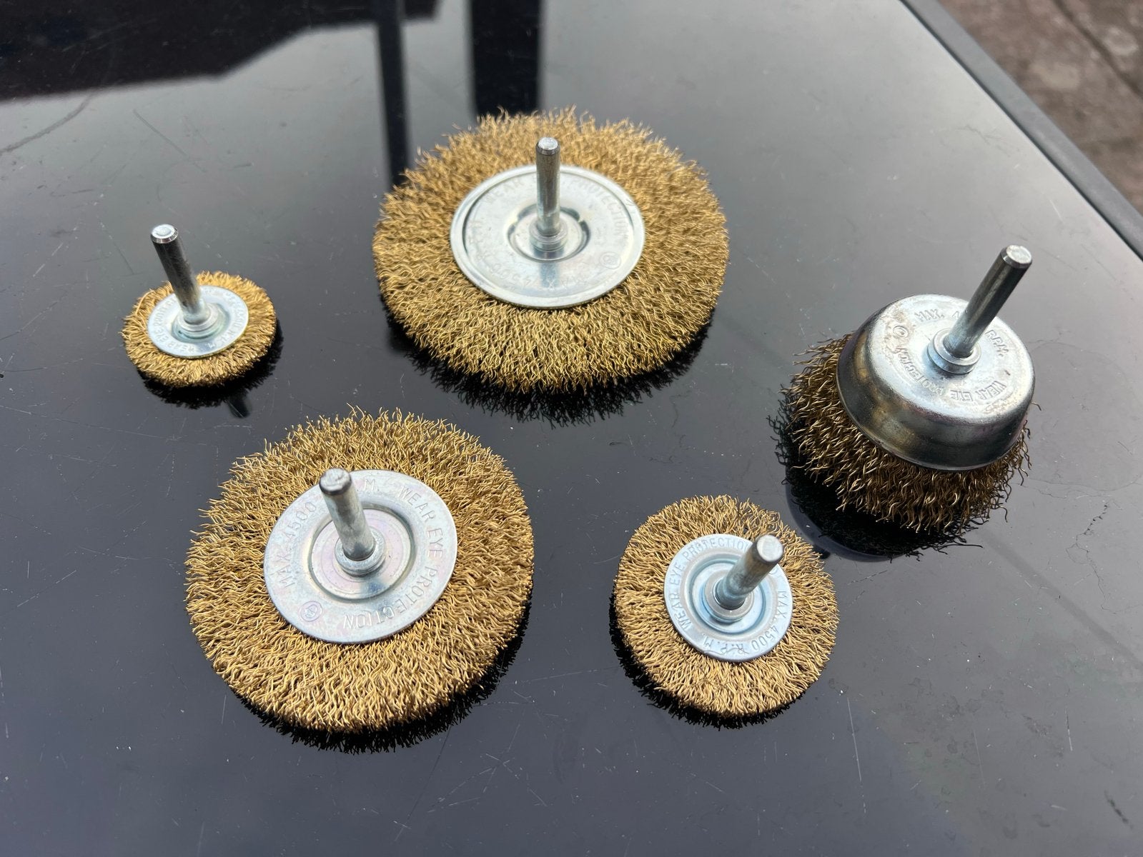 Set van 5 messing staalborstels voor boormachine, Ophalen of Verzenden, Nieuw, Overige typen