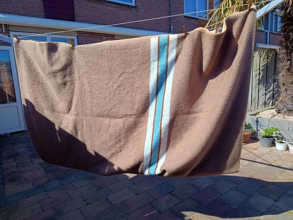 Aabe Dralon deken - Plaid 220x240 - 220 x 240, Huis en Inrichting, Gebruikt, Bruin, Tweepersoons, Ophalen of Verzenden