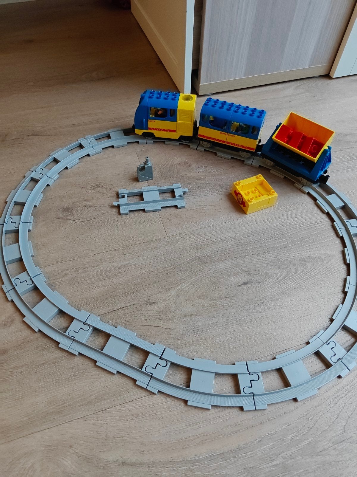 Lego Duplo Trein met Rails en Wagon, Ophalen, Gebruikt, Complete set, Duplo