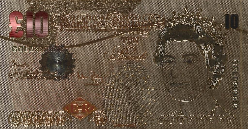 GOLD999999 £10 Darwin 24K GOLD  2 STUKS, Ophalen of Verzenden, Buitenland, Bankbiljetten