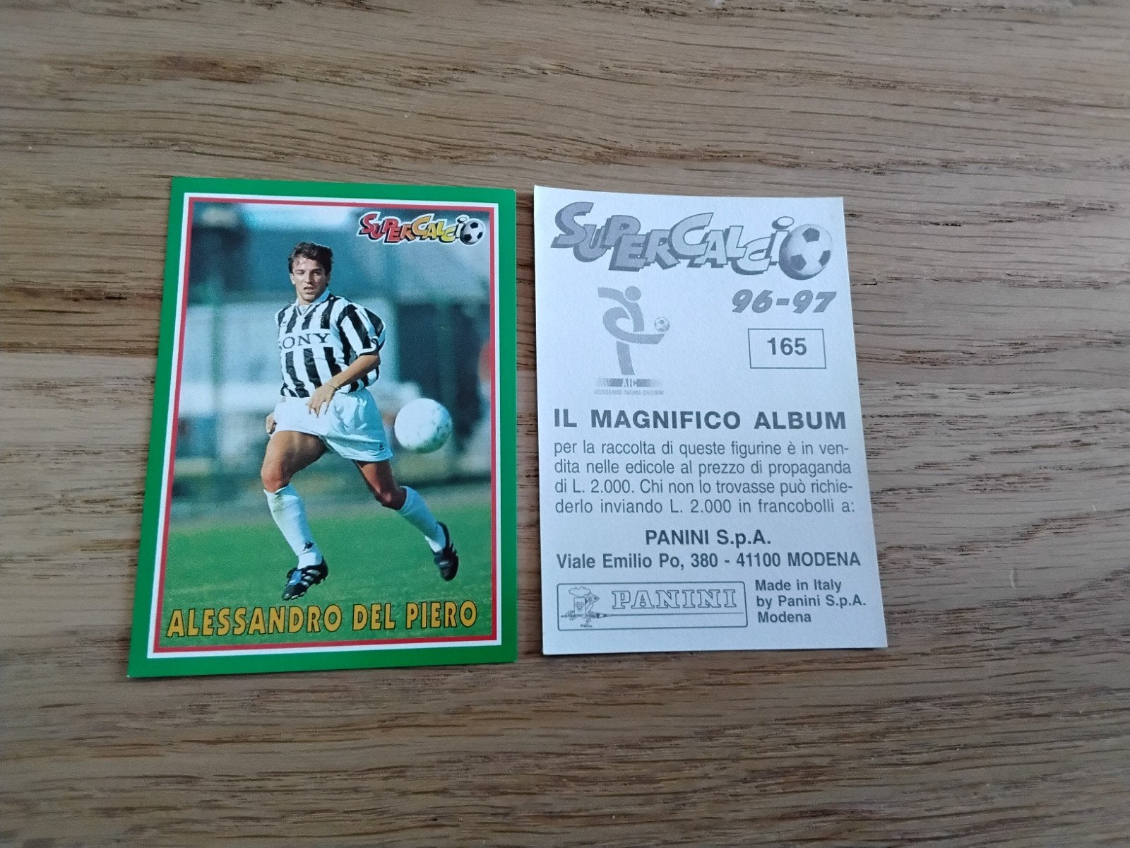 Alessandro Del Piero Panini Supercalcio 96-97 Sticker 165, Ophalen of Verzenden, Zo goed als nieuw, Buitenlandse clubs, Poster, Plaatje of Sticker