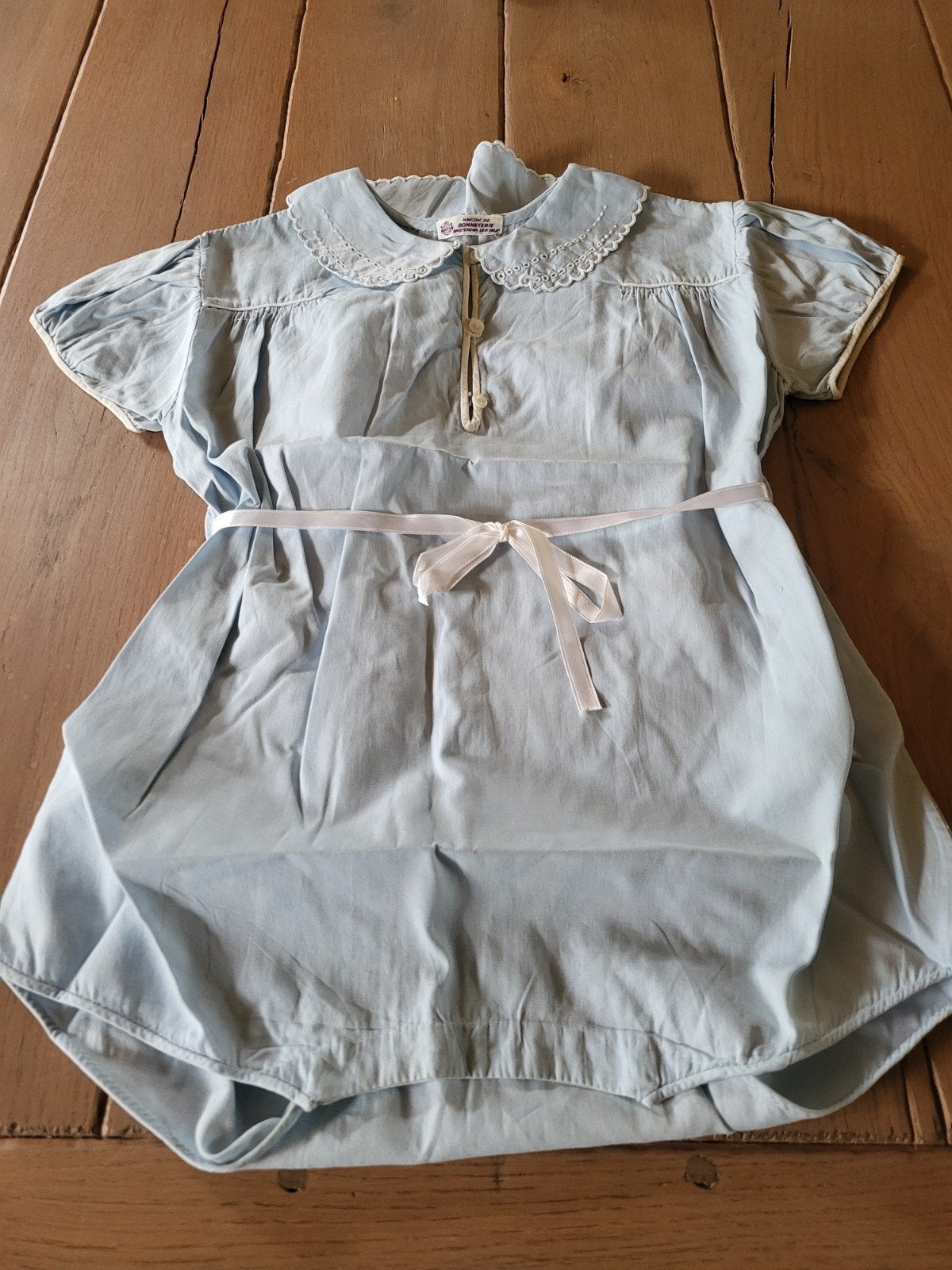 Bijzonder oud blauw babyjumpsuit Maison Bonnetrie jaren '30, Antiek en Kunst, Ophalen of Verzenden
