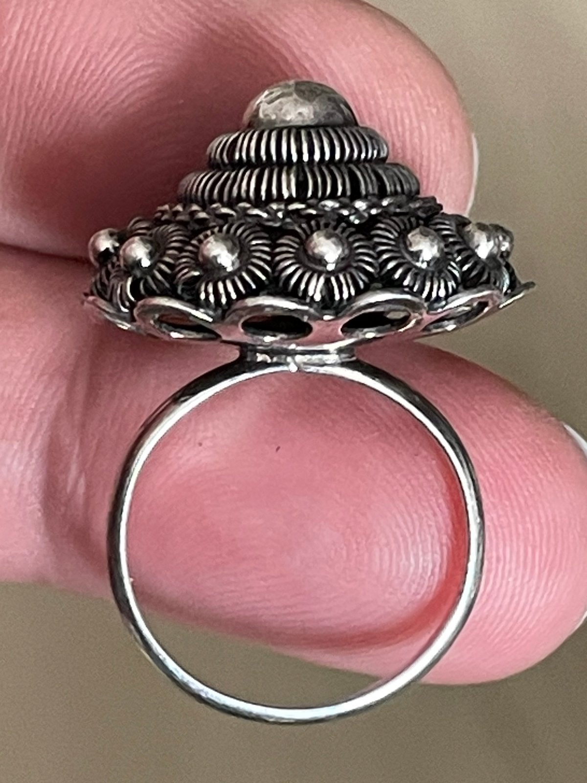 Robuuste antiek zilveren zeeuwse knoopring, Ophalen of Verzenden, Zilver, Hanger