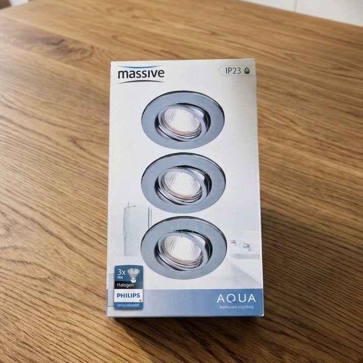 Massive inbouwset 3X50W draaibaar chroom IP23 3 stuks, Ophalen
