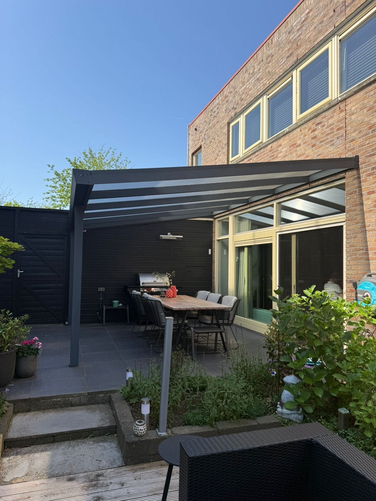 Moderne Overkapping Tuin - Aluminium met Carbonaatplaat dak, Tuin en Terras, Ophalen, Zo goed als nieuw, Veranda