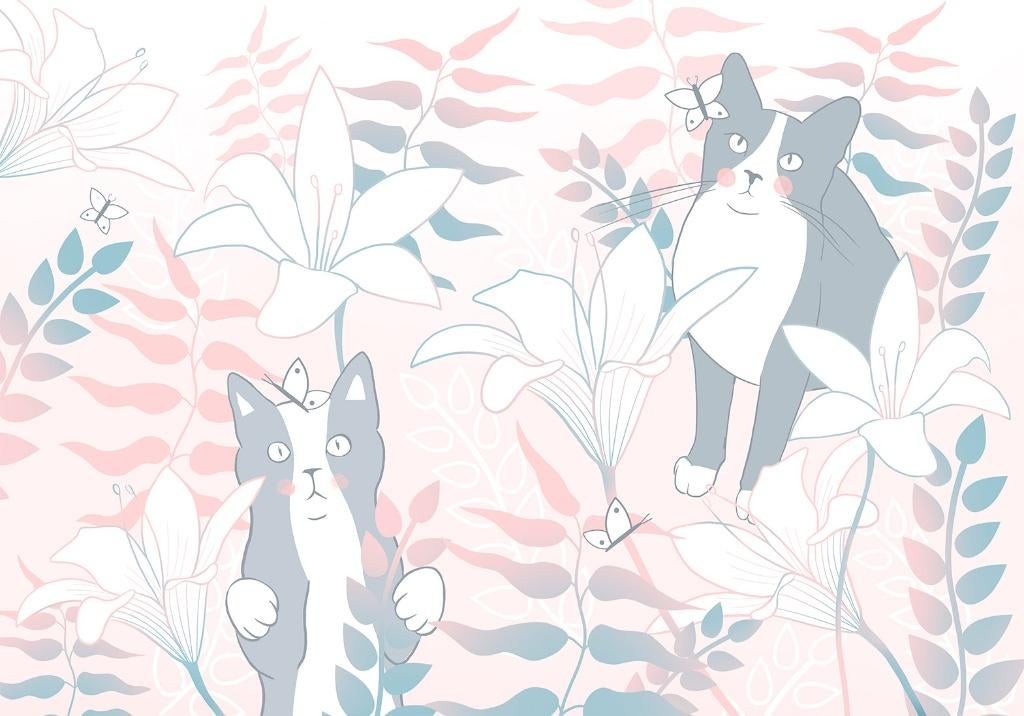 Katten behang Cat Matters - Roze, Poezenbehang Muurdeco4kids, Verzenden, Nieuw