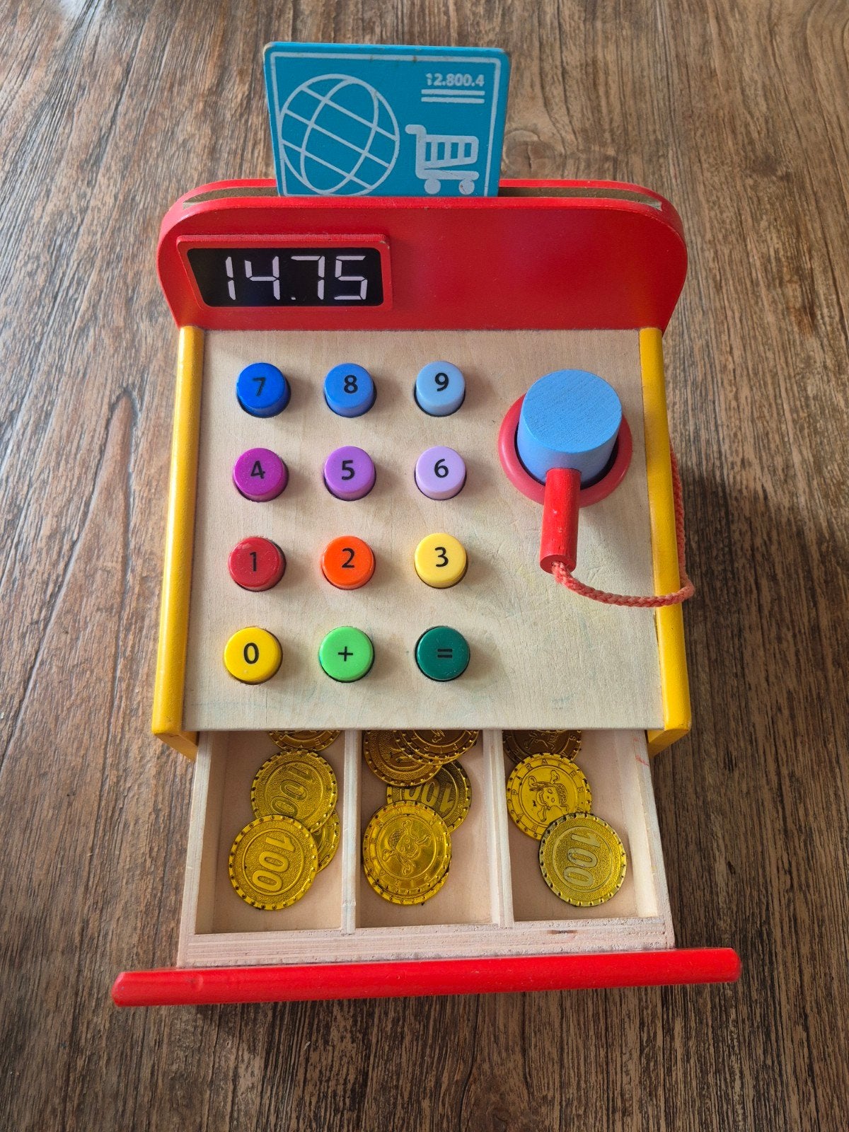 Houten kassa met speelgeld voor kinderen, Ophalen, Zo goed als nieuw, Jongen of Meisje
