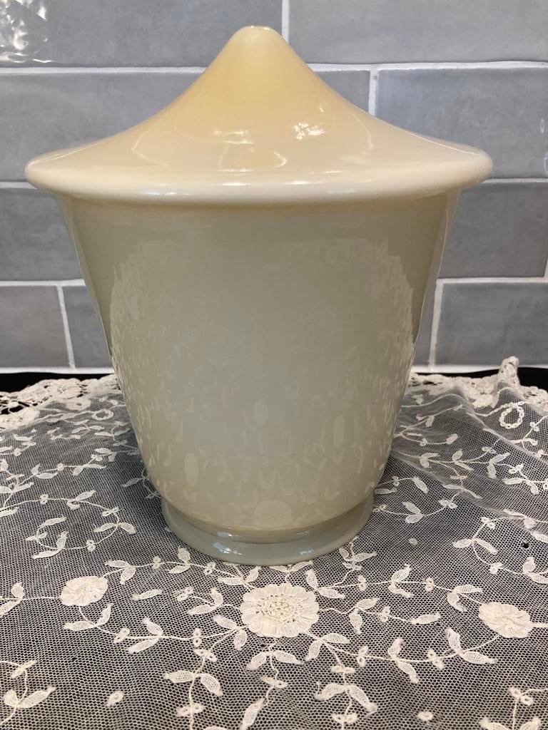 Vintage glazen lampenkap (100324), Huis en Inrichting, Lampen | Lampenkappen, Ophalen of Verzenden, Zo goed als nieuw, Rond, Minder dan 25 cm