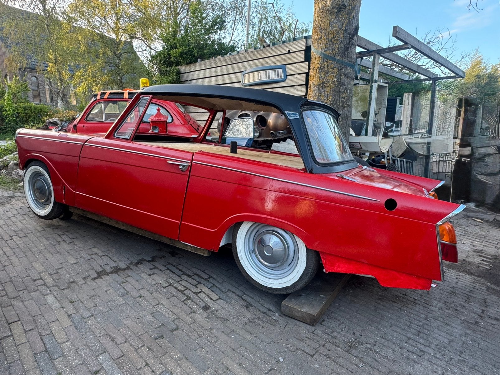 Buitenkeuken decoratie triumph oldtimer foodtruck, Ophalen