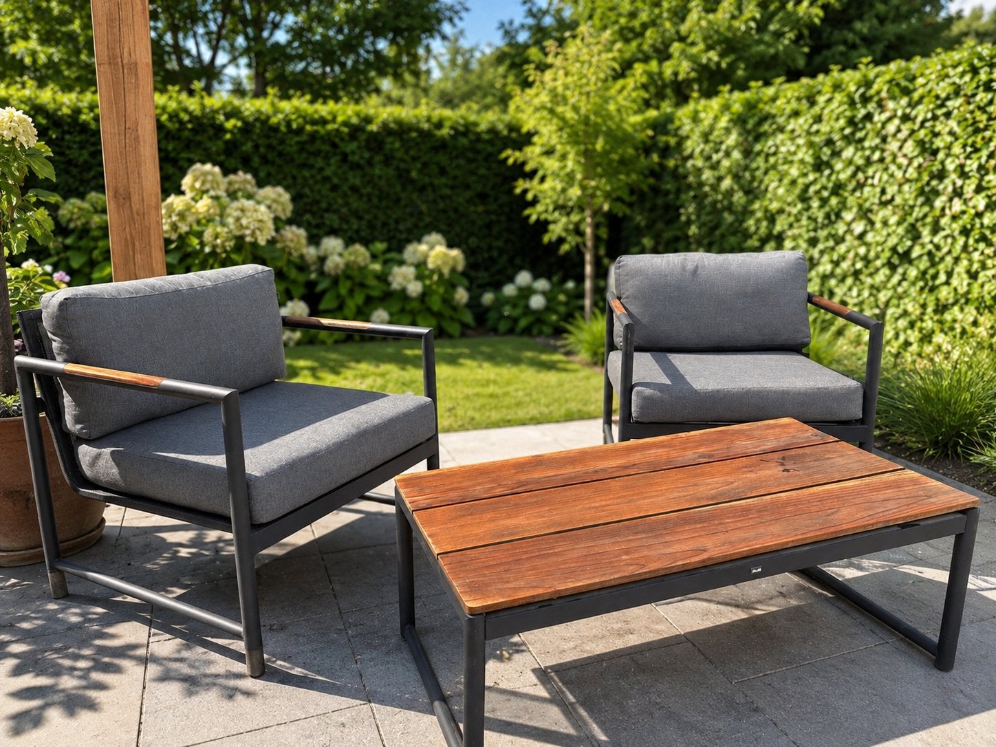 Hartman Fontaine Loungeset met Salontafel incl. Kussens, Gebruikt, Aluminium, Loungeset, Stoel