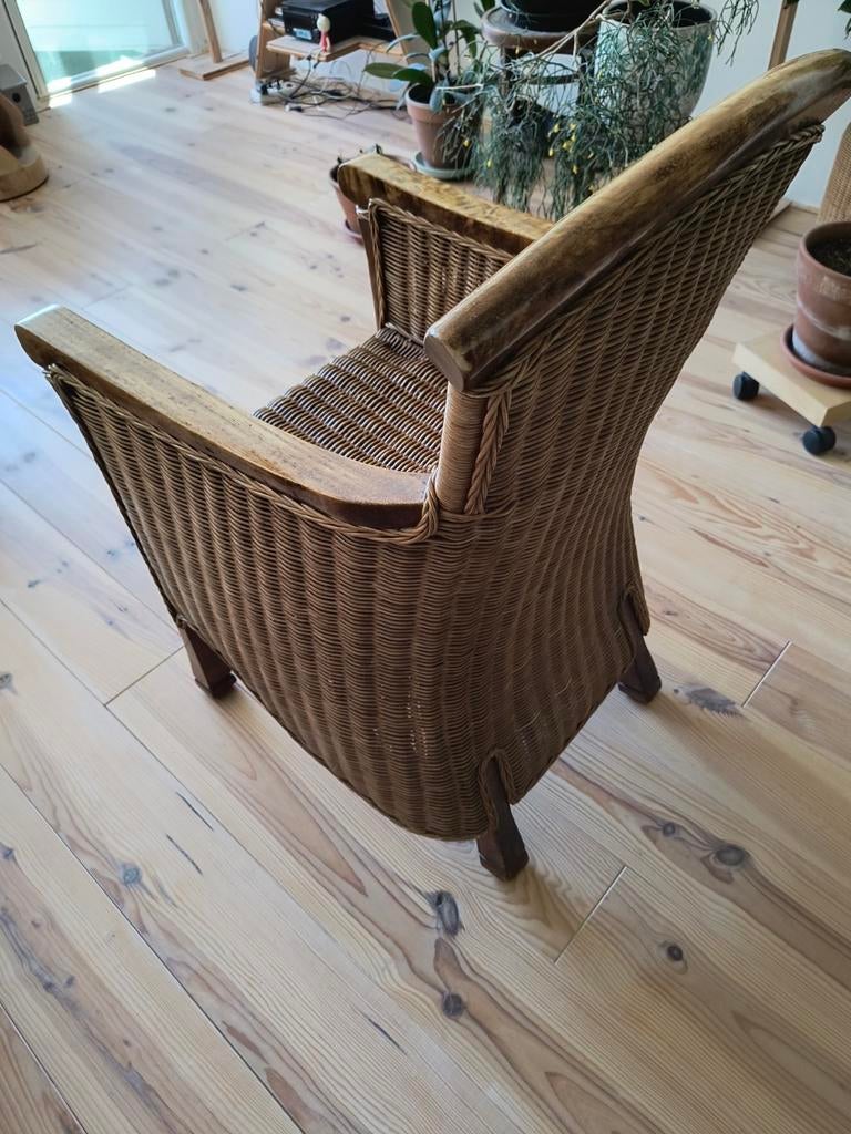 Mooie rotan fauteuil met hout, Ophalen, Bruin, Zo goed als nieuw, Eén